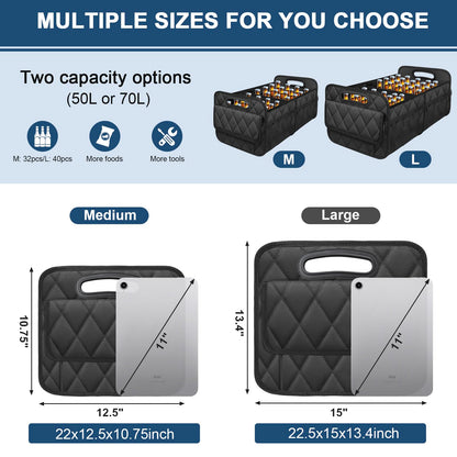 Deosk Waterproof Car Trunk Organizer – 50L Capacity