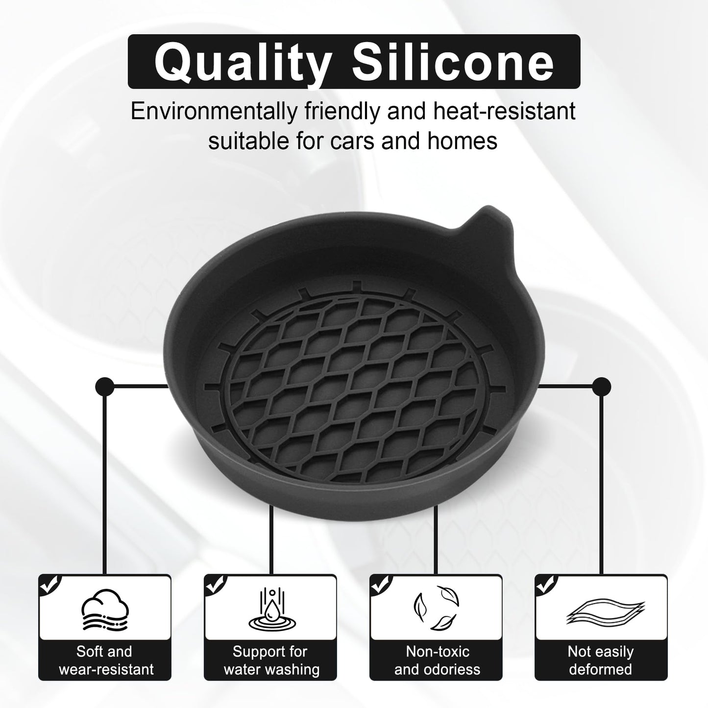 SINGARO Car Cup Holder Coaster Set – Black
