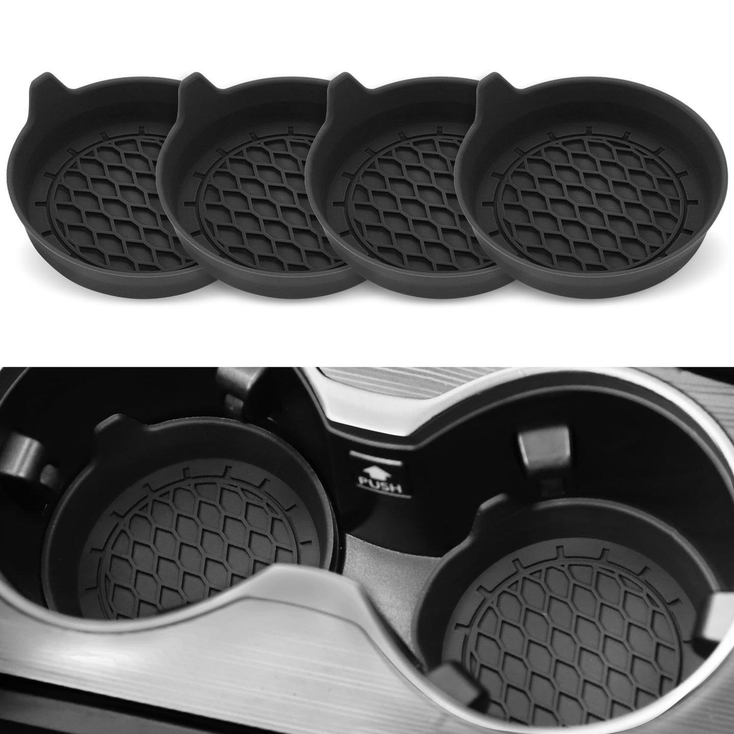 SINGARO Car Cup Holder Coaster Set – Black