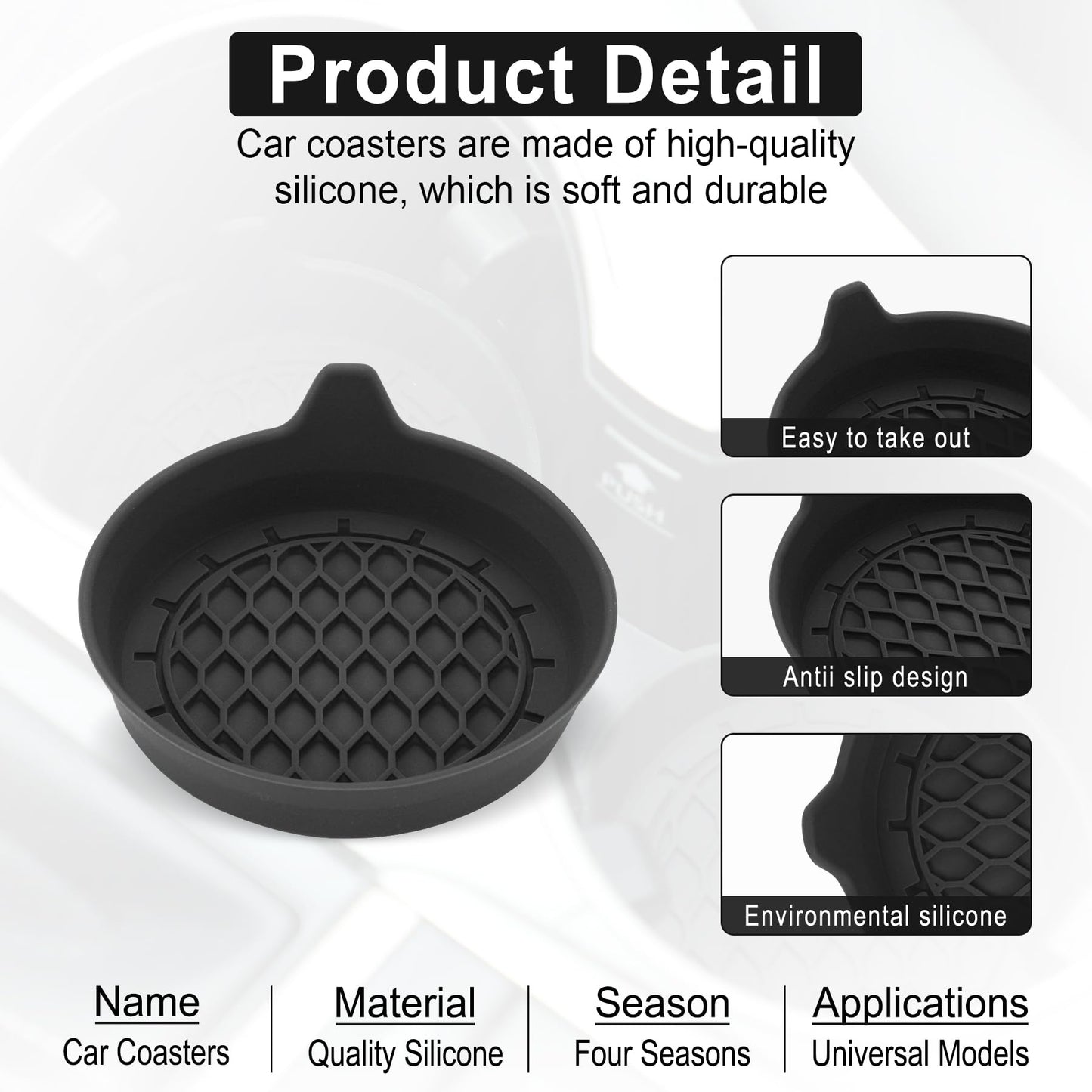 SINGARO Car Cup Holder Coaster Set – Black