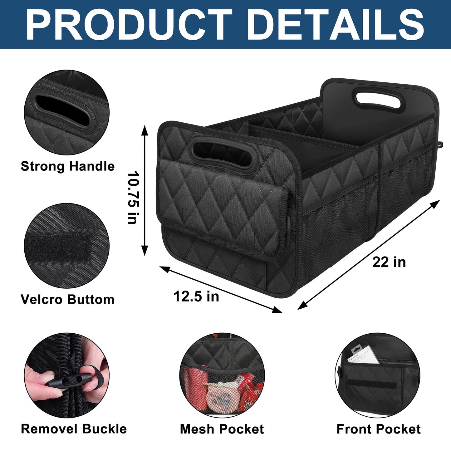 Deosk Waterproof Car Trunk Organizer – 50L Capacity