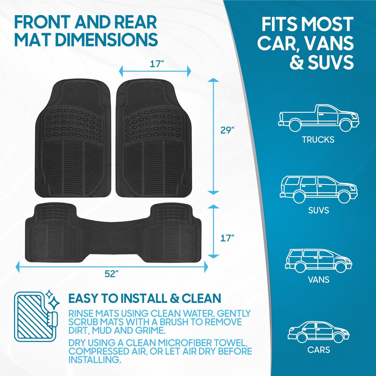 BDK Universal Fit Car Floor Mats for SUV & Truck